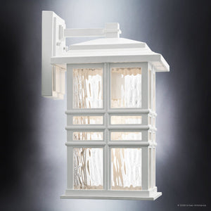 Urban Ambiance - Wall Sconce - UKC10005 Craftsman Outdoor Wall Sconce, 14.25''H x 8''W x 9''Dep, White Finish, Lyndale Collection - 