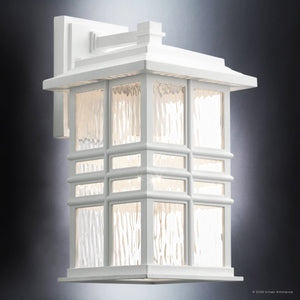 Urban Ambiance - Wall Sconce - UKC10005 Craftsman Outdoor Wall Sconce, 14.25''H x 8''W x 9''Dep, White Finish, Lyndale Collection - 