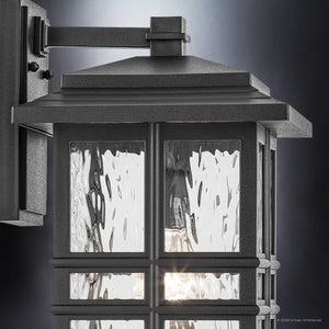 Urban Ambiance - Wall Sconce - UKC10006 Craftsman Outdoor Wall Sconce, 17.5''H x 9.5''W x 10.5''Dep, Textured Black Finish, Lyndale Collection - 