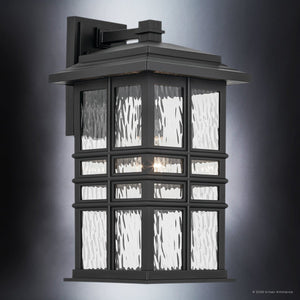 Urban Ambiance - Wall Sconce - UKC10006 Craftsman Outdoor Wall Sconce, 17.5''H x 9.5''W x 10.5''Dep, Textured Black Finish, Lyndale Collection - 