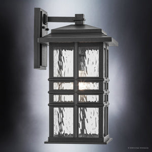 Urban Ambiance - Wall Sconce - UKC10006 Craftsman Outdoor Wall Sconce, 17.5''H x 9.5''W x 10.5''Dep, Textured Black Finish, Lyndale Collection - 