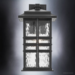 Urban Ambiance - Wall Sconce - UKC10006 Craftsman Outdoor Wall Sconce, 17.5''H x 9.5''W x 10.5''Dep, Textured Black Finish, Lyndale Collection - 