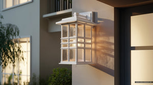 Urban Ambiance - Wall Sconce - UKC10008 Craftsman Outdoor Wall Sconce, 17.5''H x 9.5''W x 10.5''Dep, White Finish, Lyndale Collection - 