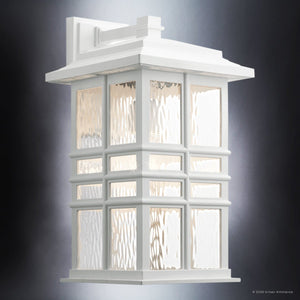 Urban Ambiance - Wall Sconce - UKC10008 Craftsman Outdoor Wall Sconce, 17.5''H x 9.5''W x 10.5''Dep, White Finish, Lyndale Collection - 