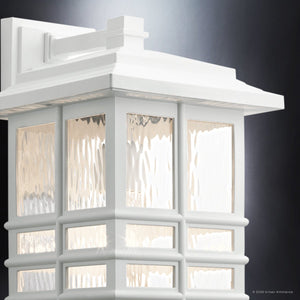 Urban Ambiance - Wall Sconce - UKC10008 Craftsman Outdoor Wall Sconce, 17.5''H x 9.5''W x 10.5''Dep, White Finish, Lyndale Collection - 