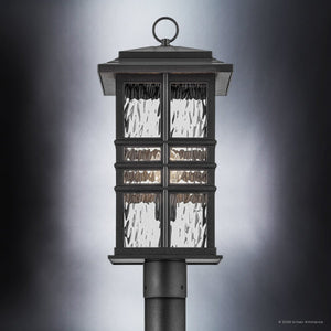 Urban Ambiance - Post Light - UKC10009 Craftsman Outdoor Post Light, 20.75''H x 9.5''W x 9.5''Dep, Textured Black Finish, Lyndale Collection - 