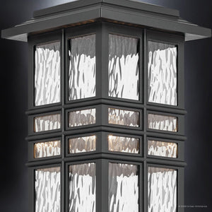 Urban Ambiance - Post Light - UKC10009 Craftsman Outdoor Post Light, 20.75''H x 9.5''W x 9.5''Dep, Textured Black Finish, Lyndale Collection - 