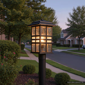 Urban Ambiance - Post Light - UKC10009 Craftsman Outdoor Post Light, 20.75''H x 9.5''W x 9.5''Dep, Textured Black Finish, Lyndale Collection - 