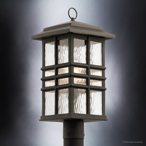 Urban Ambiance - Post Light - UKC10010 Craftsman Outdoor Post Light, 20.75''H x 9.5''W x 9.5''Dep, Olde Bronze Finish, Lyndale Collection - 
