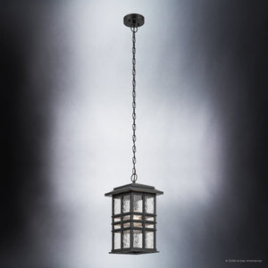 Urban Ambiance - Pendant - UKC10012 Craftsman Outdoor Pendant, 18''H x 9.5''W x 9.5''Dep, Textured Black Finish, Lyndale Collection - 