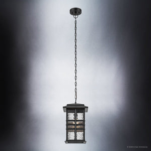 Urban Ambiance - Pendant - UKC10012 Craftsman Outdoor Pendant, 18''H x 9.5''W x 9.5''Dep, Textured Black Finish, Lyndale Collection - 