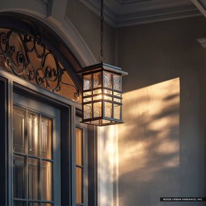 Urban Ambiance - Pendant - UKC10012 Craftsman Outdoor Pendant, 18''H x 9.5''W x 9.5''Dep, Textured Black Finish, Lyndale Collection - 