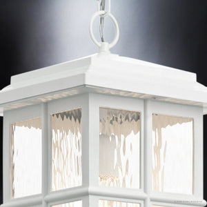 Urban Ambiance - Pendant - UKC10014 Craftsman Outdoor Pendant, 18''H x 9.5''W x 9.5''Dep, White Finish, Lyndale Collection - 