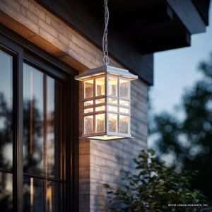 Urban Ambiance - Pendant - UKC10014 Craftsman Outdoor Pendant, 18''H x 9.5''W x 9.5''Dep, White Finish, Lyndale Collection - 