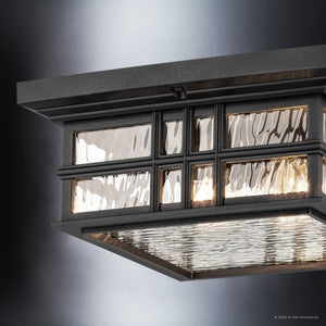 Urban Ambiance - Ceiling Light - UKC10015 Craftsman Outdoor Ceiling Light, 5.25''H x 12''W x 12''Dep, Textured Black Finish, Lyndale Collection - 
