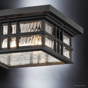 Urban Ambiance - Ceiling Light - UKC10015 Craftsman Outdoor Ceiling Light, 5.25''H x 12''W x 12''Dep, Textured Black Finish, Lyndale Collection - 