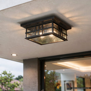 Urban Ambiance - Ceiling Light - UKC10015 Craftsman Outdoor Ceiling Light, 5.25''H x 12''W x 12''Dep, Textured Black Finish, Lyndale Collection - 