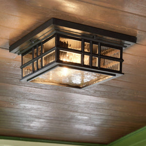 Urban Ambiance - Ceiling Light - UKC10016 Craftsman Outdoor Ceiling Light, 5.25''H x 12''W x 12''Dep, Olde Bronze Finish, Lyndale Collection - 
