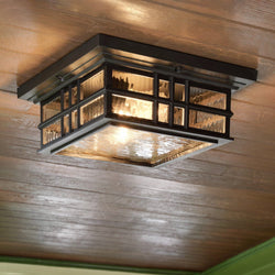 Urban Ambiance - Ceiling Light - UKC10016 Craftsman Outdoor Ceiling Light, 5.25''H x 12''W x 12''Dep, Olde Bronze Finish, Lyndale Collection - 