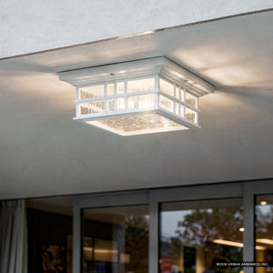 Urban Ambiance - Ceiling Light - UKC10017 Craftsman Outdoor Ceiling Light, 5.25''H x 12''W x 12''Dep, White Finish, Lyndale Collection - 