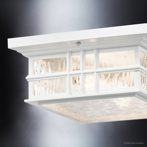 Urban Ambiance - Ceiling Light - UKC10017 Craftsman Outdoor Ceiling Light, 5.25''H x 12''W x 12''Dep, White Finish, Lyndale Collection - 