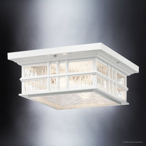 Urban Ambiance - Ceiling Light - UKC10017 Craftsman Outdoor Ceiling Light, 5.25''H x 12''W x 12''Dep, White Finish, Lyndale Collection - 