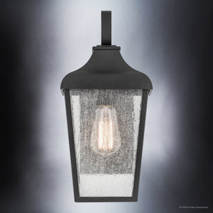 Urban Ambiance - Wall Sconce - UKC10020 Rustic Outdoor Wall Sconce, 14.75''H x 7''W x 6.5''Dep, Textured Black Finish, Norwyn Collection - 