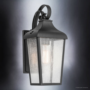 Urban Ambiance - Wall Sconce - UKC10020 Rustic Outdoor Wall Sconce, 14.75''H x 7''W x 6.5''Dep, Textured Black Finish, Norwyn Collection - 