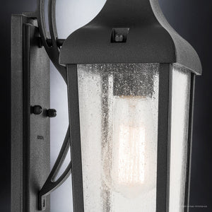 Urban Ambiance - Wall Sconce - UKC10020 Rustic Outdoor Wall Sconce, 14.75''H x 7''W x 6.5''Dep, Textured Black Finish, Norwyn Collection - 