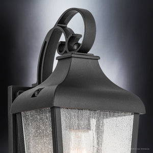 Urban Ambiance - Wall Sconce - UKC10020 Rustic Outdoor Wall Sconce, 14.75''H x 7''W x 6.5''Dep, Textured Black Finish, Norwyn Collection - 
