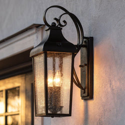 Urban Ambiance - Wall Sconce - UKC10022 Rustic Outdoor Wall Sconce, 18.5''H x 8.5''W x 8''Dep, Textured Black Finish, Norwyn Collection - 