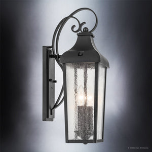Urban Ambiance - Wall Sconce - UKC10022 Rustic Outdoor Wall Sconce, 18.5''H x 8.5''W x 8''Dep, Textured Black Finish, Norwyn Collection - 