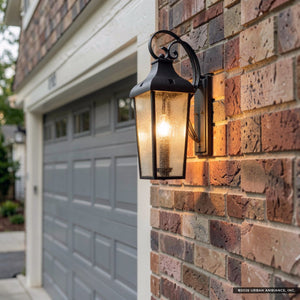 Urban Ambiance - Wall Sconce - UKC10024 Rustic Outdoor Wall Sconce, 21.5''H x 10''W x 9.5''Dep, Textured Black Finish, Norwyn Collection - 