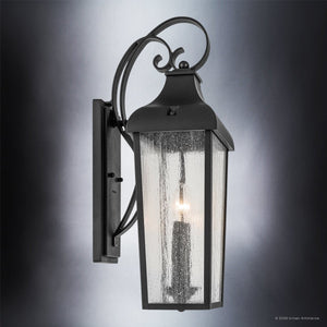 Urban Ambiance - Wall Sconce - UKC10024 Rustic Outdoor Wall Sconce, 21.5''H x 10''W x 9.5''Dep, Textured Black Finish, Norwyn Collection - 