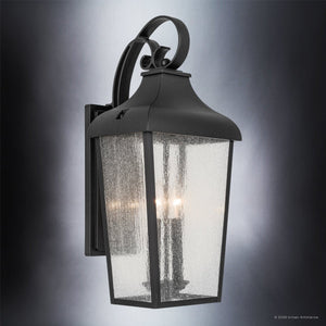 Urban Ambiance - Wall Sconce - UKC10024 Rustic Outdoor Wall Sconce, 21.5''H x 10''W x 9.5''Dep, Textured Black Finish, Norwyn Collection - 