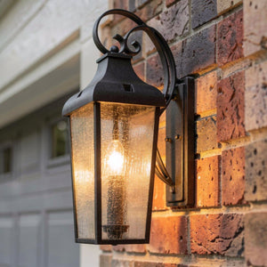 Urban Ambiance - Wall Sconce - UKC10024 Rustic Outdoor Wall Sconce, 21.5''H x 10''W x 9.5''Dep, Textured Black Finish, Norwyn Collection - 