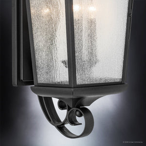 Urban Ambiance - Wall Sconce - UKC10026 Rustic Outdoor Wall Sconce, 31''H x 12''W x 11.25''Dep, Textured Black Finish, Norwyn Collection - 