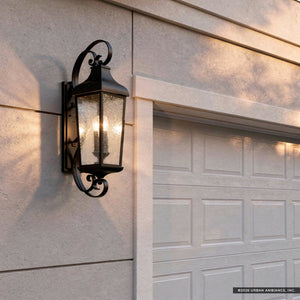 Urban Ambiance - Wall Sconce - UKC10026 Rustic Outdoor Wall Sconce, 31''H x 12''W x 11.25''Dep, Textured Black Finish, Norwyn Collection - 
