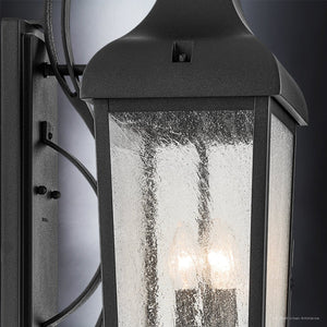 Urban Ambiance - Wall Sconce - UKC10026 Rustic Outdoor Wall Sconce, 31''H x 12''W x 11.25''Dep, Textured Black Finish, Norwyn Collection - 
