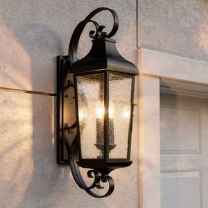 Urban Ambiance - Wall Sconce - UKC10026 Rustic Outdoor Wall Sconce, 31''H x 12''W x 11.25''Dep, Textured Black Finish, Norwyn Collection - 