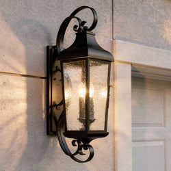 Urban Ambiance - Wall Sconce - UKC10026 Rustic Outdoor Wall Sconce, 31''H x 12''W x 11.25''Dep, Textured Black Finish, Norwyn Collection - 