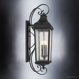 Urban Ambiance - Wall Sconce - UKC10026 Rustic Outdoor Wall Sconce, 31''H x 12''W x 11.25''Dep, Textured Black Finish, Norwyn Collection - 