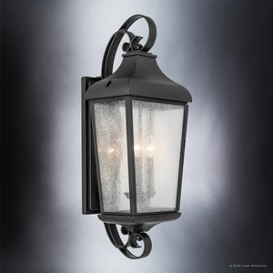 Urban Ambiance - Wall Sconce - UKC10026 Rustic Outdoor Wall Sconce, 31''H x 12''W x 11.25''Dep, Textured Black Finish, Norwyn Collection - 