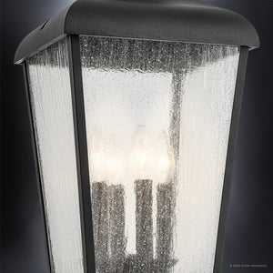 Urban Ambiance - Post Light - UKC10028 Rustic Outdoor Post Light, 21.75''H x 10''W x 10''Dep, Textured Black Finish, Norwyn Collection - 