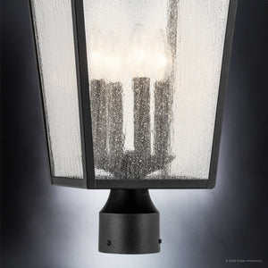 Urban Ambiance - Post Light - UKC10028 Rustic Outdoor Post Light, 21.75''H x 10''W x 10''Dep, Textured Black Finish, Norwyn Collection - 