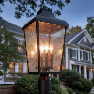 Urban Ambiance - Post Light - UKC10028 Rustic Outdoor Post Light, 21.75''H x 10''W x 10''Dep, Textured Black Finish, Norwyn Collection - 