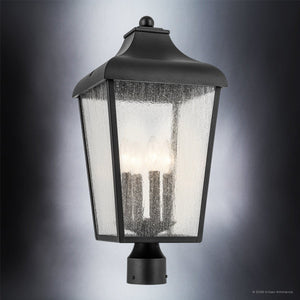 Urban Ambiance - Post Light - UKC10028 Rustic Outdoor Post Light, 21.75''H x 10''W x 10''Dep, Textured Black Finish, Norwyn Collection - 