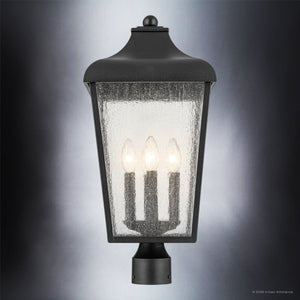 Urban Ambiance - Post Light - UKC10028 Rustic Outdoor Post Light, 21.75''H x 10''W x 10''Dep, Textured Black Finish, Norwyn Collection - 