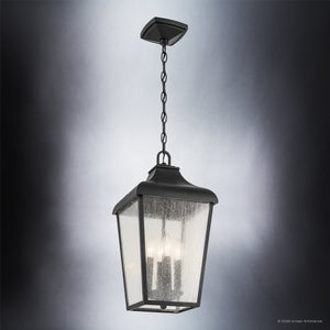 Urban Ambiance - Pendant - UKC10030 Rustic Outdoor Pendant, 19.75''H x 10''W x 10''Dep, Textured Black Finish, Norwyn Collection - 