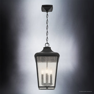 Urban Ambiance - Pendant - UKC10030 Rustic Outdoor Pendant, 19.75''H x 10''W x 10''Dep, Textured Black Finish, Norwyn Collection - 